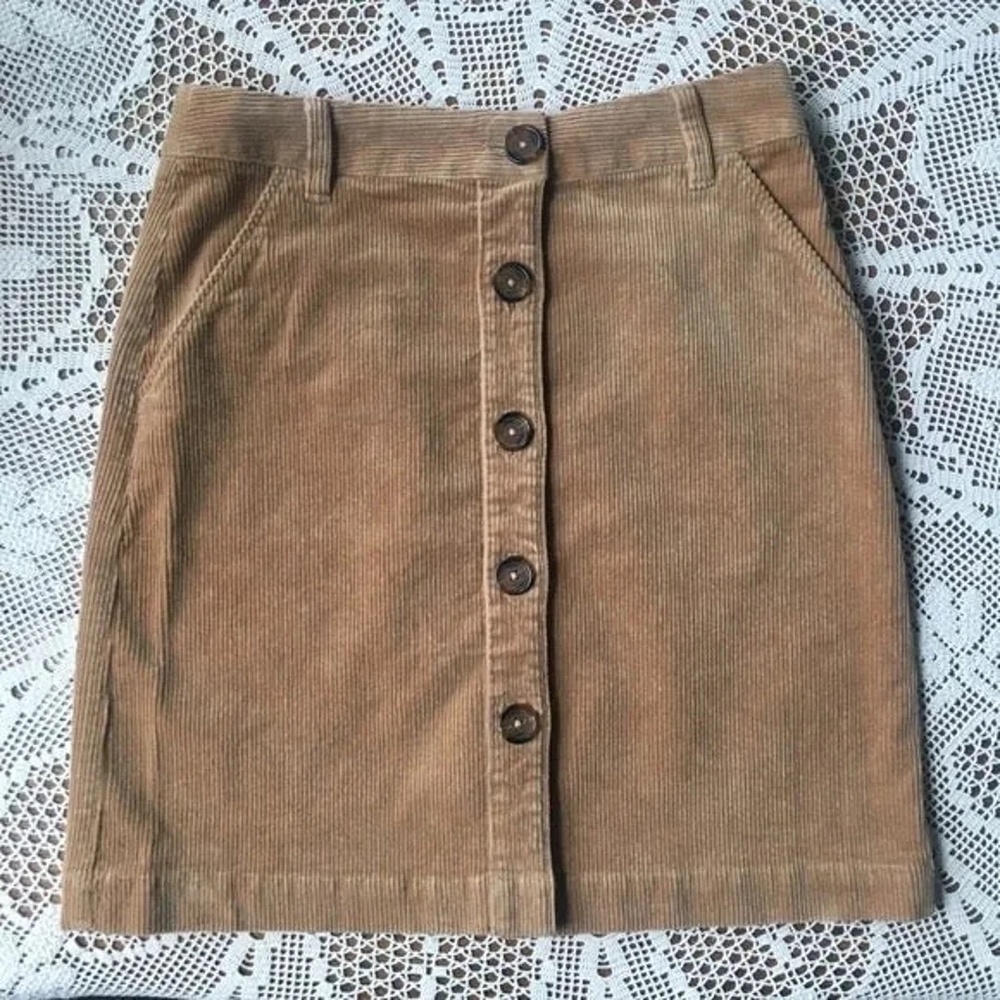 Brooks Brothers Tan Corduroy Button Down Skirt